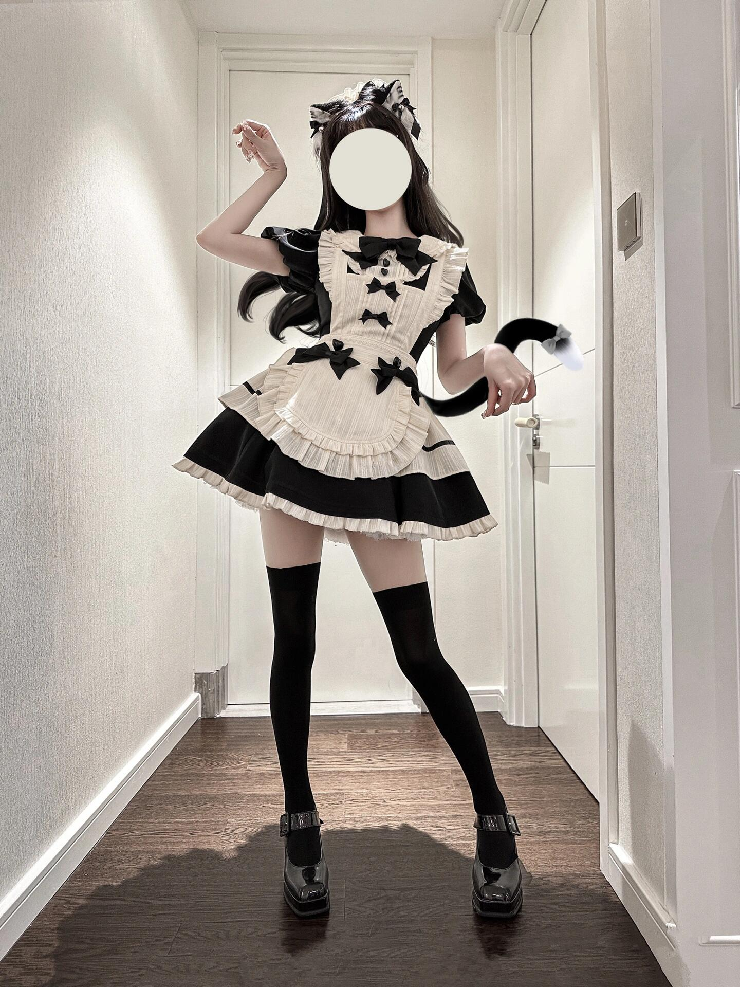 Lolita Dark Gothic Elegant Maid Japanese-style Halloween Cosplay Set, Autumn Lolita Dress.