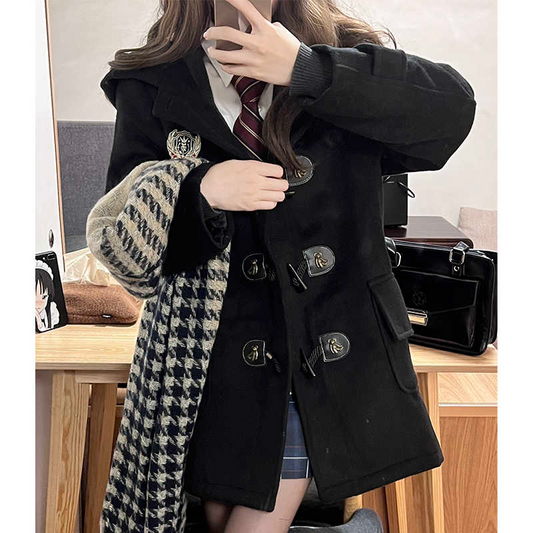 Original. Xingyu Gao Coat. College-style JK uniform mid-length or short-length multi-color hooded woolen coat.