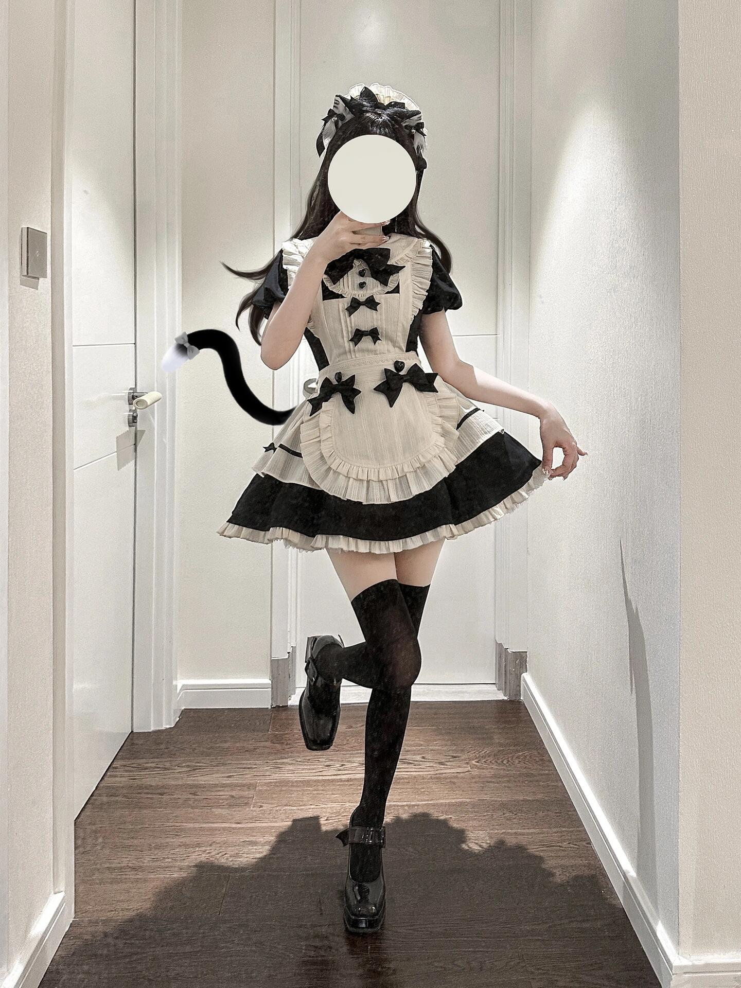 Lolita Dark Gothic Elegant Maid Japanese-style Halloween Cosplay Set, Autumn Lolita Dress.