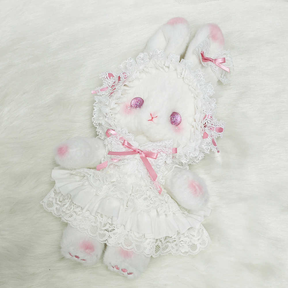 Upright-eared doll rabbit bag, Lolita handmade rabbit bag, plush, crossbody and hand-held, cute with bowknot.