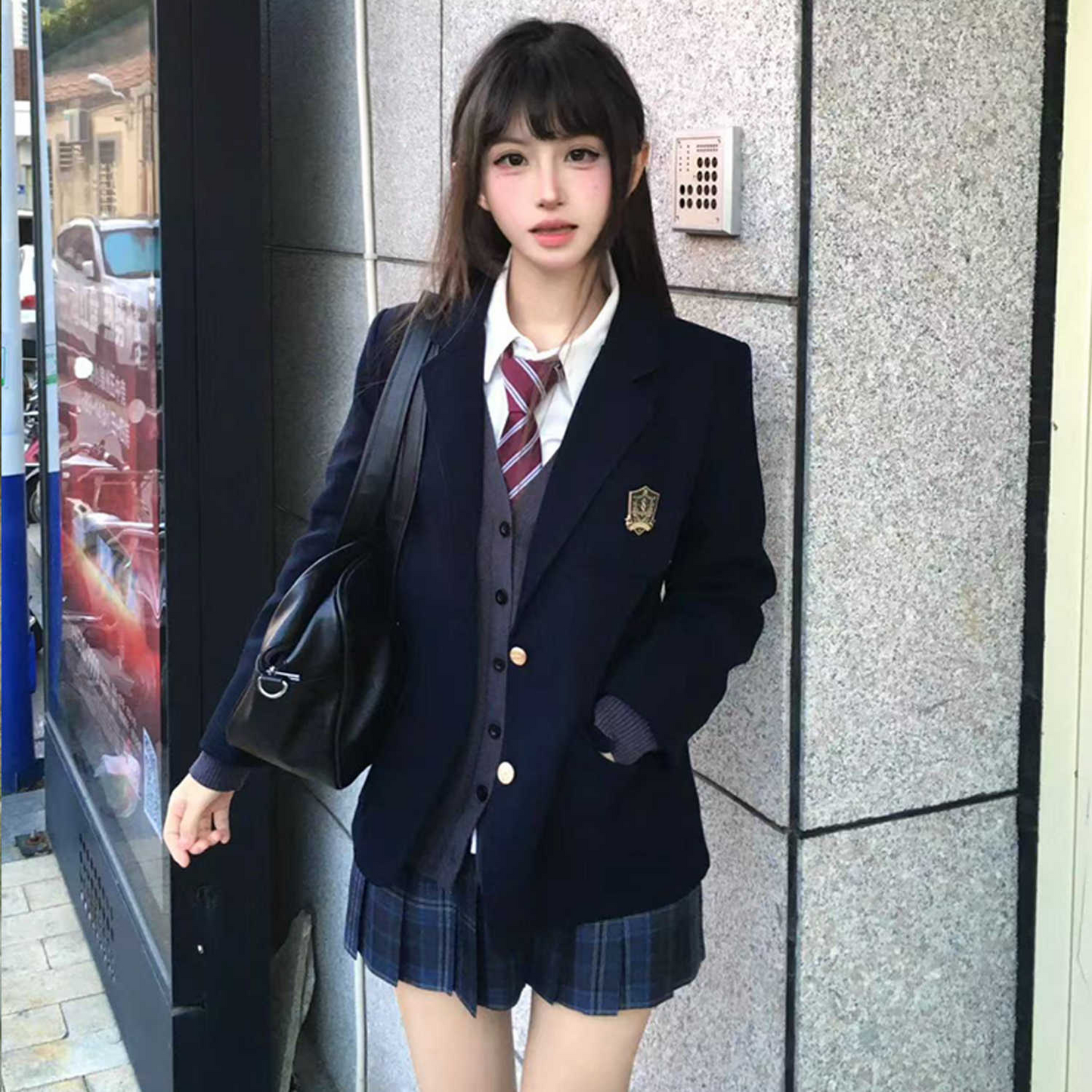 New Product. Morihara Naka Suit. College-style JK uniform navy-blue coat with two buttons, giving a school-supplied look.