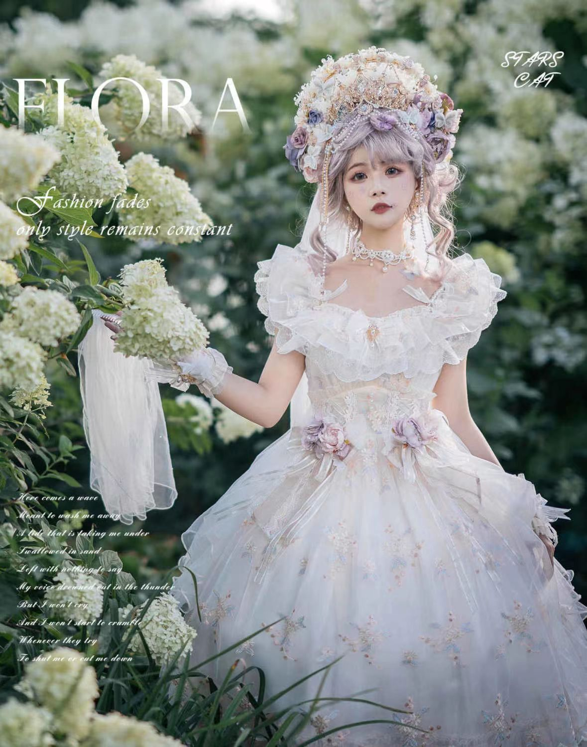 Flora the Goddess of Flowers Lolita dress, embroidered summer Lolita wedding dress, gorgeous and sweet JSK dress.