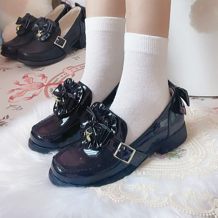 Original ultra - microfiber flat - bottomed, round - toed all - match student shoes, uniform JK, Mori girl loafers for women.