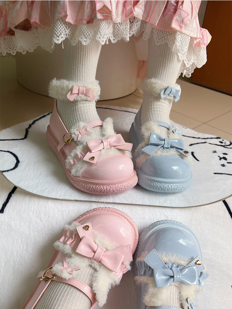 Original Sweetheart Bunny Color-Matching Flat-Soled, Big-Headed Lolita Platform Shoes, Adorable Girlish Loafers.