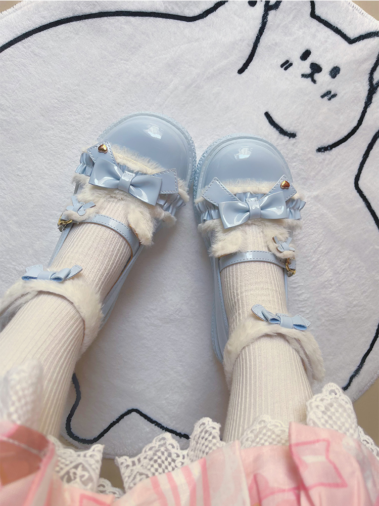 Original Sweetheart Bunny Color-Matching Flat-Soled, Big-Headed Lolita Platform Shoes, Adorable Girlish Loafers.