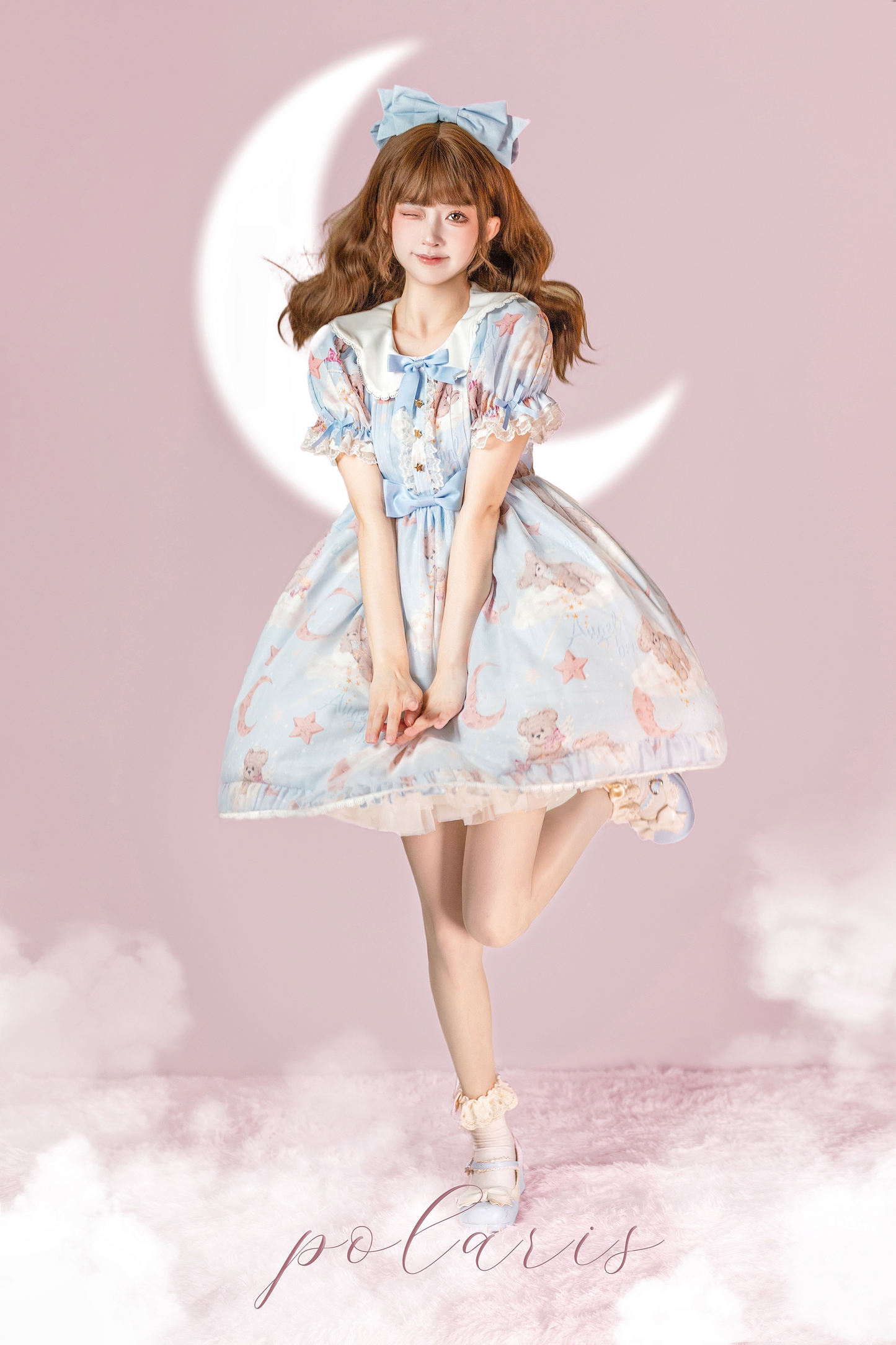 Spot - available "Wish - upon - a - Star Bear 2.0" Polaris Original Lolita Dress with Large Summer Skirt.