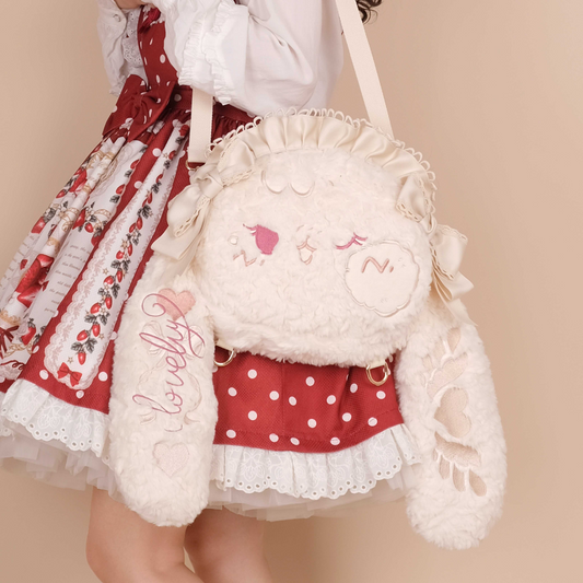 Lubi, the original plush rabbit of the Rabbit Ear Bag, looks like a cute girl's soft and cute grape-flavored