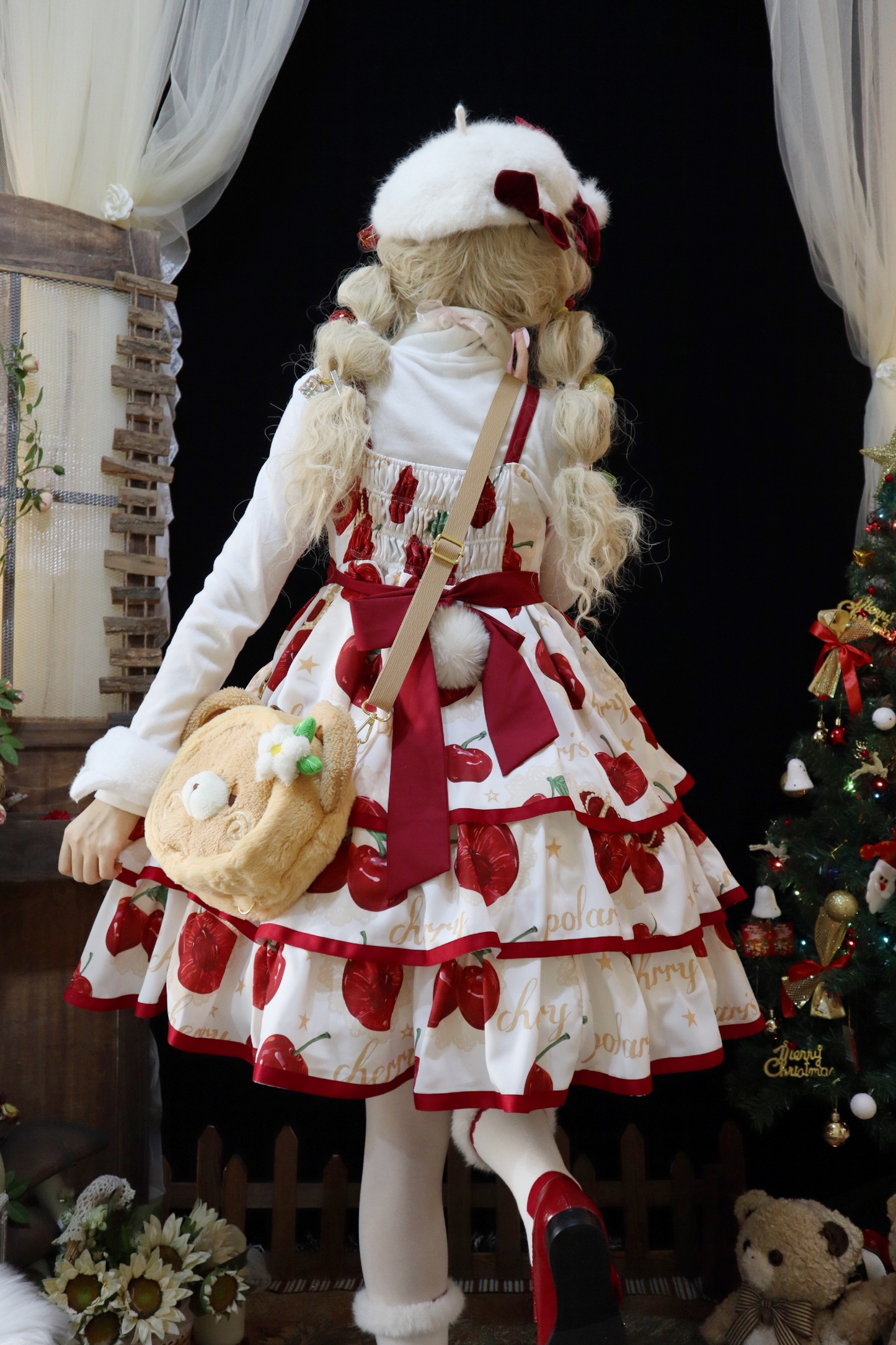 Original Summer Lolita Cherry Crown JSK Three-Tiered Large Skirt Lolita