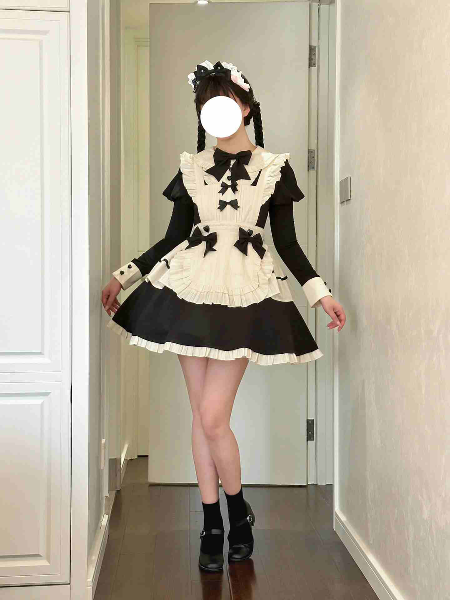 Lolita Dark Gothic Elegant Maid Japanese-style Halloween Cosplay Set, Autumn Lolita Dress.