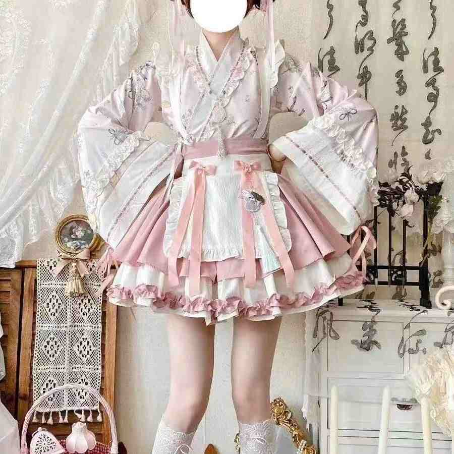 【Little Pharmacist · Chinese Herbal Plants】Chinese-style Lolita dress with wide sleeves, crossed collars and flapping skirts, in a Lolita maid style that combines pure and sexy charm.