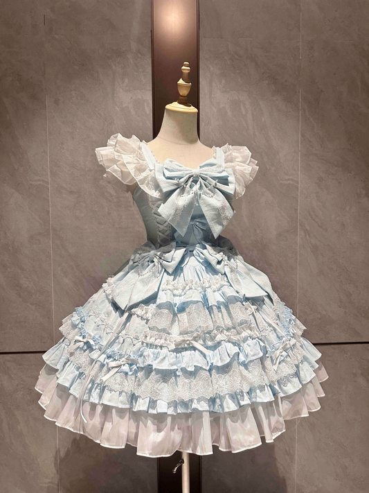 Original Design Snow-Capped Doll Blue Doll-Style JSK, Lace Cake, Princess Vibe, Short Skirt for Birthday