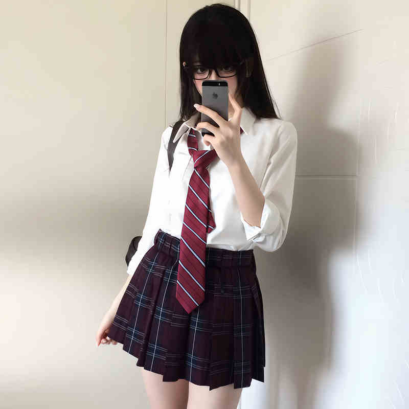 Original. Little Chengzhong Shirt. Japanese College Style Long-Sleeved White JK Uniform Inner Top.