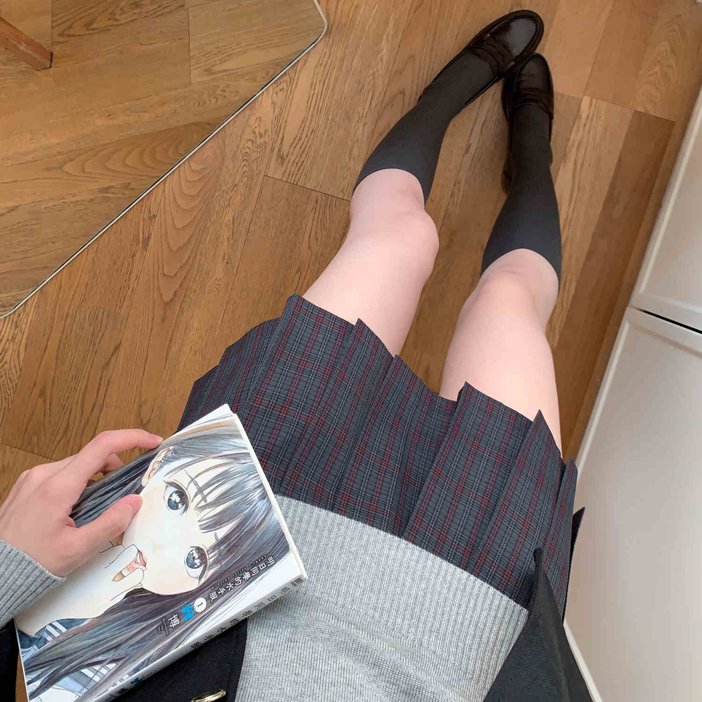 JK uniform skirt, Japanese school-uniform-feeling plaid skirt, half skirt, pleated skirt for autumn and winter, skirt in academic style.