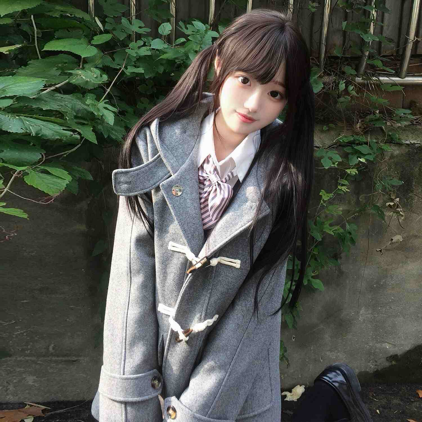 Original Ono Mid-length Overcoat, School-style JK Uniform, Short Multi-color Hooded Woolen Overcoat Jacket.