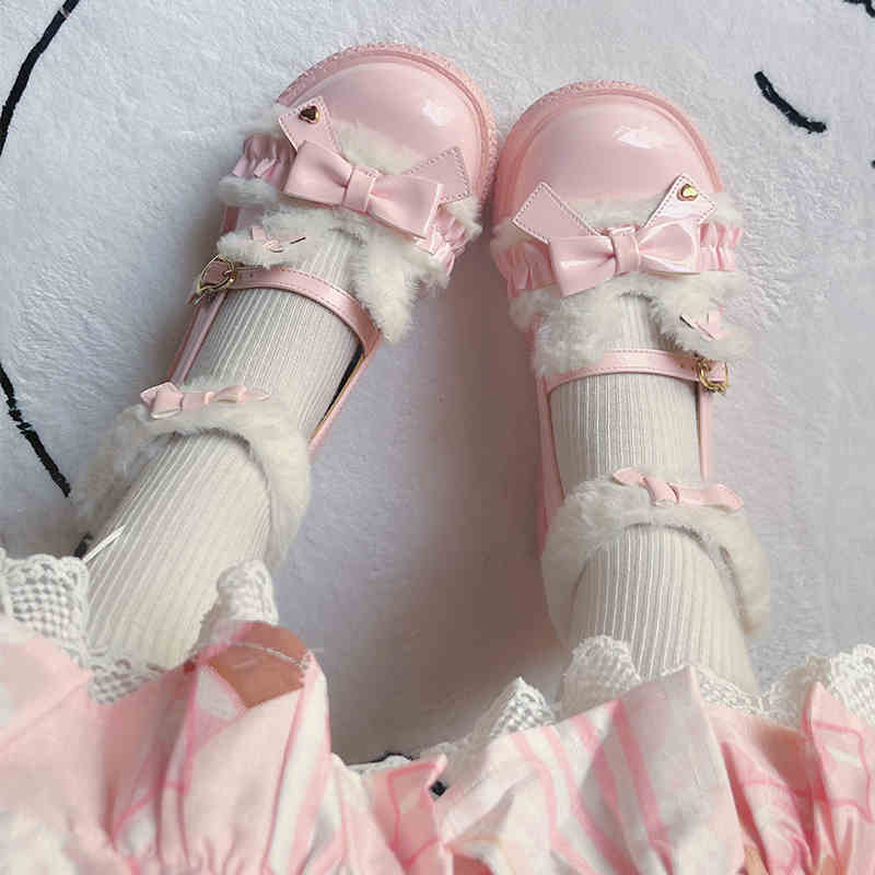 Original Sweetheart Bunny Color-Matching Flat-Soled, Big-Headed Lolita Platform Shoes, Adorable Girlish Loafers.