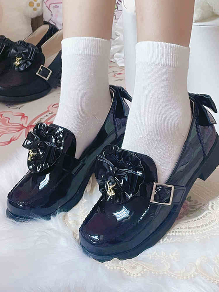 Original ultra - microfiber flat - bottomed, round - toed all - match student shoes, uniform JK, Mori girl loafers for women.