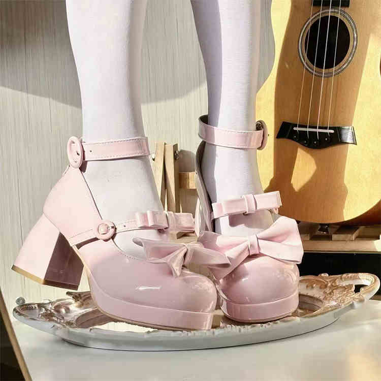 Waterproof Platform Mid-Heel, Round-Toe, Contract Doll Lolita Style, Shallow-Mouth Suede Elegant High Heels