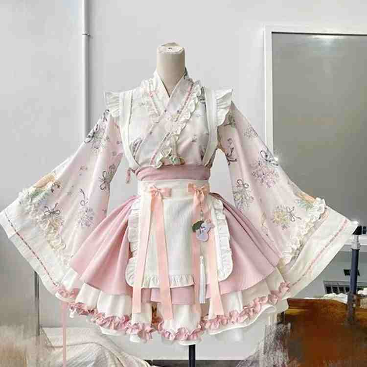 【Little Pharmacist · Chinese Herbal Plants】Chinese-style Lolita dress with wide sleeves, crossed collars and flapping skirts, in a Lolita maid style that combines pure and sexy charm.