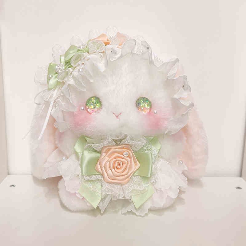 Doll bag, Lolita handmade rabbit bag, crossbody and can be worn on both shoulders, plush, cute women's bag, exquisite.