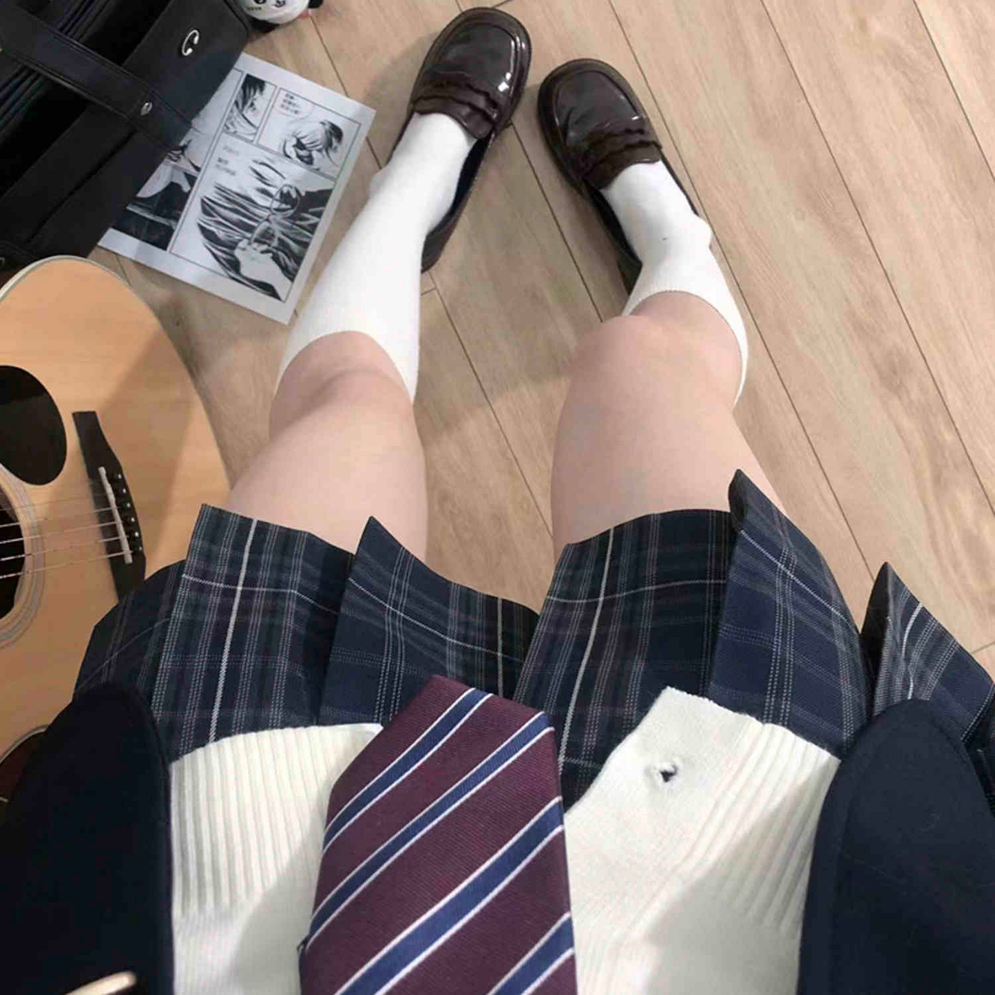 New Product: Chidao Plaid Skirt. School-uniform-feeling pleated JK skirt. Blue and white plaid, versatile JK skirt.